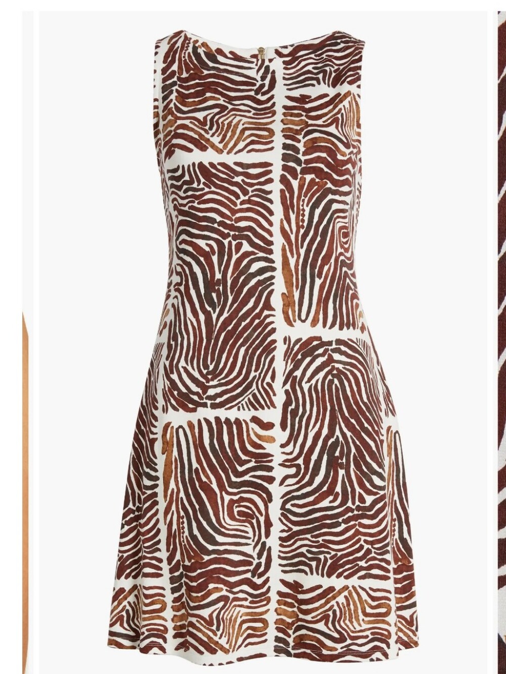 Tommy Bahama Darcy Zen Zebra Print Sleeveless Shift Dress Brown & White L